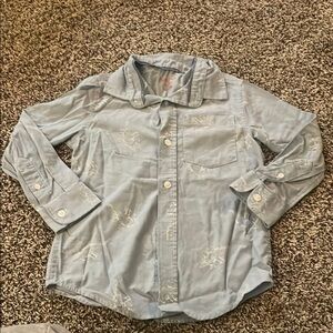 Cat & Jack Dinosaur Light Blue Button-Down Long Shirt